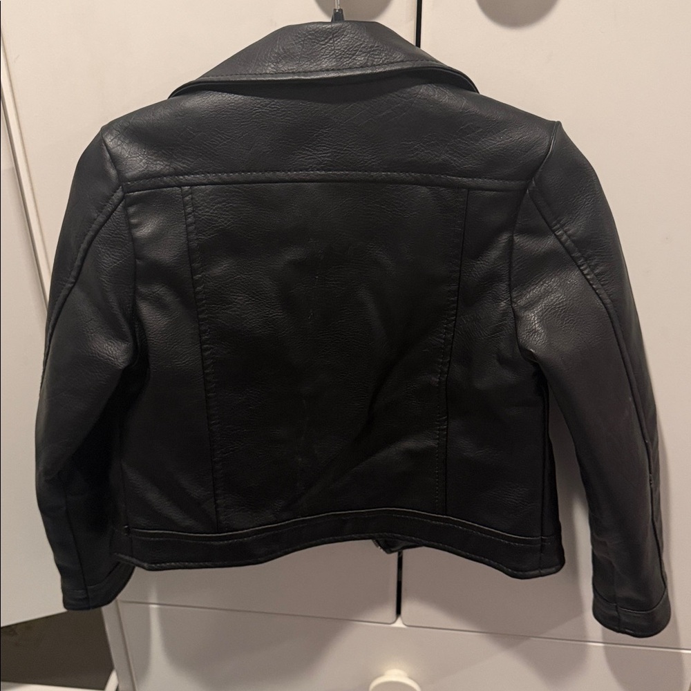 Girls Black Faux Leather Jacket - Picture 6 of 7